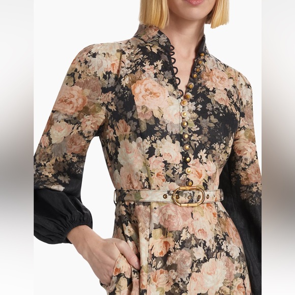 Zimmermann Floral Linen Midi Dress Size 4-6. Zimmermann size 1 - Picture 2 of 6